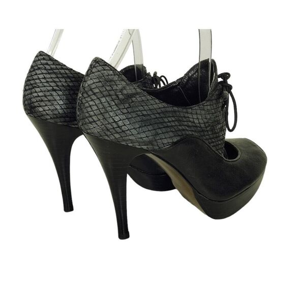 Stuart Weitzman Snake Leather Platform Peeptoe Lace-Up Stilettos Heels Size 37 - Picture 11 of 15